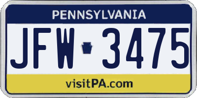 PA license plate JFW3475