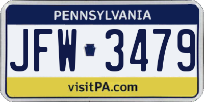 PA license plate JFW3479