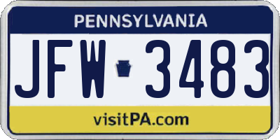 PA license plate JFW3483