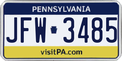 PA license plate JFW3485