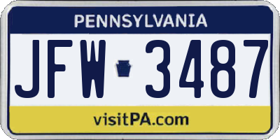 PA license plate JFW3487