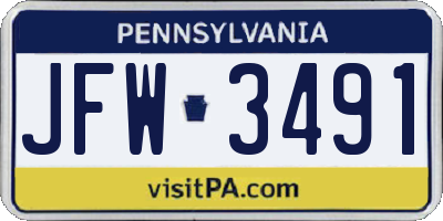 PA license plate JFW3491
