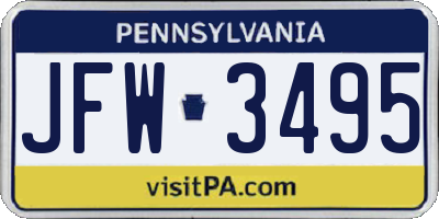 PA license plate JFW3495