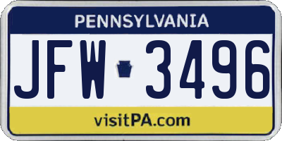 PA license plate JFW3496