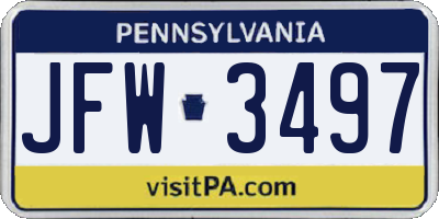 PA license plate JFW3497