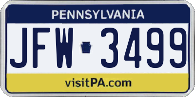 PA license plate JFW3499