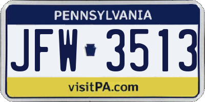 PA license plate JFW3513