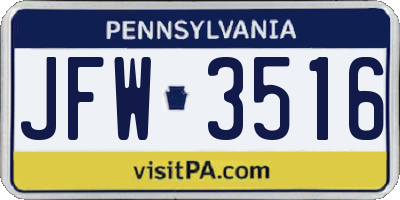 PA license plate JFW3516