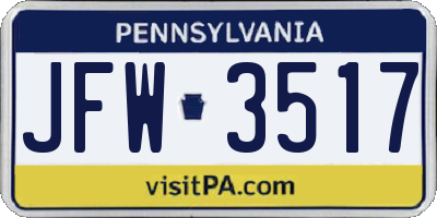 PA license plate JFW3517
