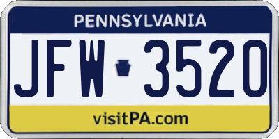 PA license plate JFW3520