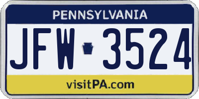 PA license plate JFW3524