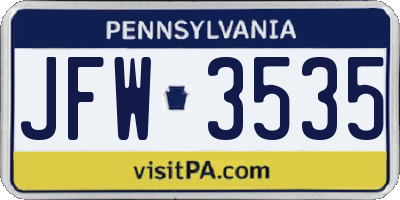 PA license plate JFW3535