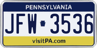 PA license plate JFW3536