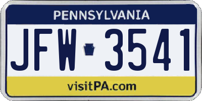 PA license plate JFW3541