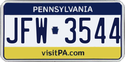 PA license plate JFW3544