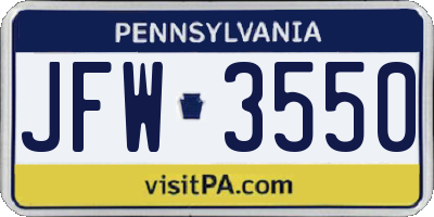 PA license plate JFW3550