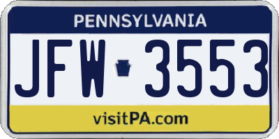 PA license plate JFW3553
