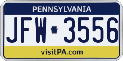 PA license plate JFW3556