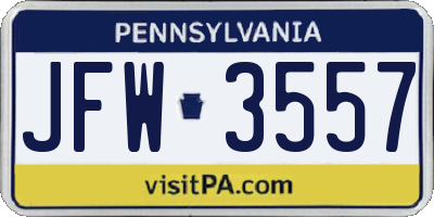 PA license plate JFW3557