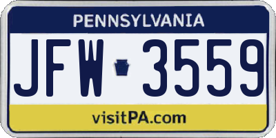 PA license plate JFW3559
