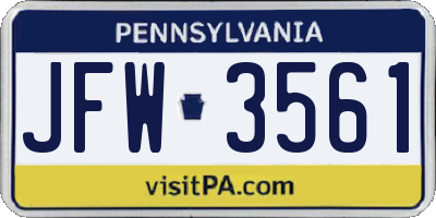 PA license plate JFW3561