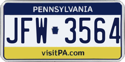 PA license plate JFW3564