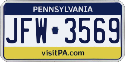 PA license plate JFW3569