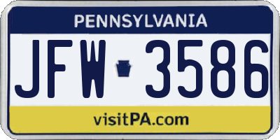 PA license plate JFW3586