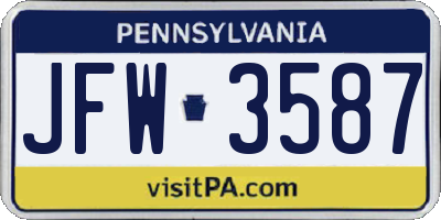 PA license plate JFW3587