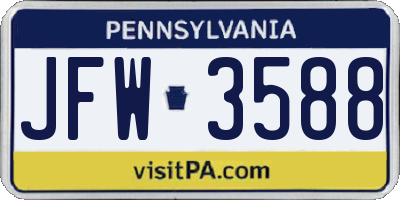 PA license plate JFW3588