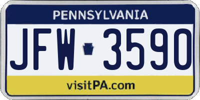 PA license plate JFW3590