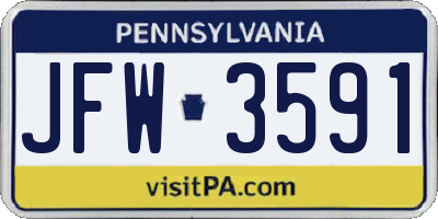 PA license plate JFW3591