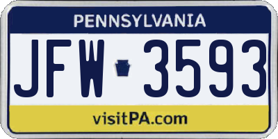 PA license plate JFW3593