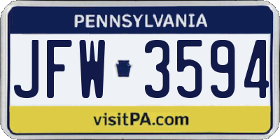 PA license plate JFW3594