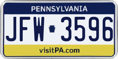 PA license plate JFW3596