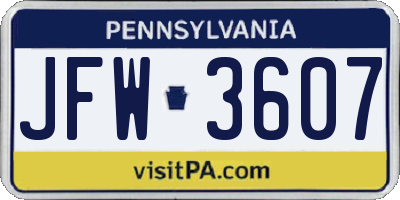PA license plate JFW3607