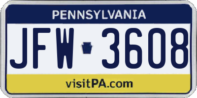 PA license plate JFW3608