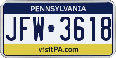 PA license plate JFW3618
