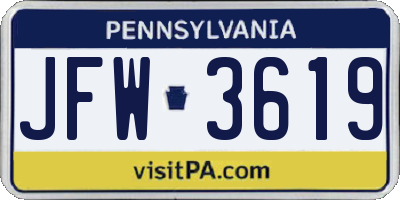 PA license plate JFW3619