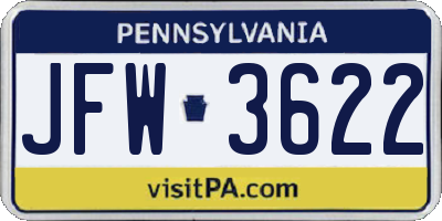 PA license plate JFW3622