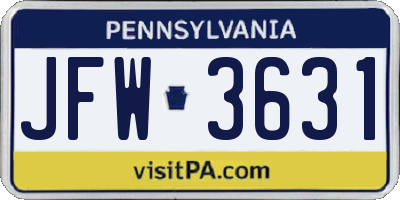 PA license plate JFW3631