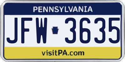PA license plate JFW3635