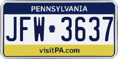 PA license plate JFW3637