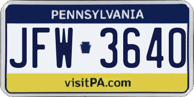 PA license plate JFW3640