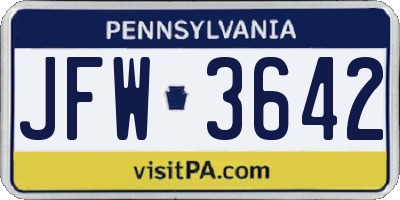 PA license plate JFW3642