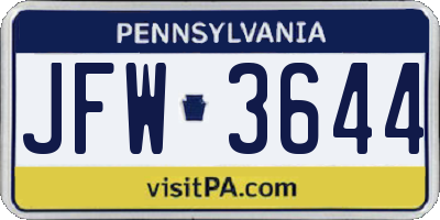 PA license plate JFW3644