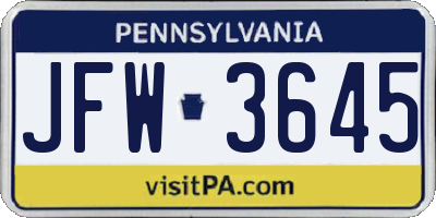 PA license plate JFW3645