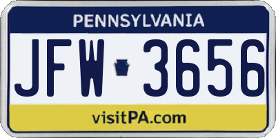 PA license plate JFW3656