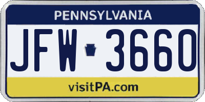 PA license plate JFW3660