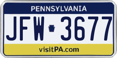 PA license plate JFW3677